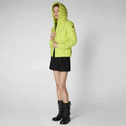 Save The Duck Animal-Free Steppjacken>Animal-free Damen-steppjacke Daisy Mit Kapuze In Lichen Green Limettengrün
