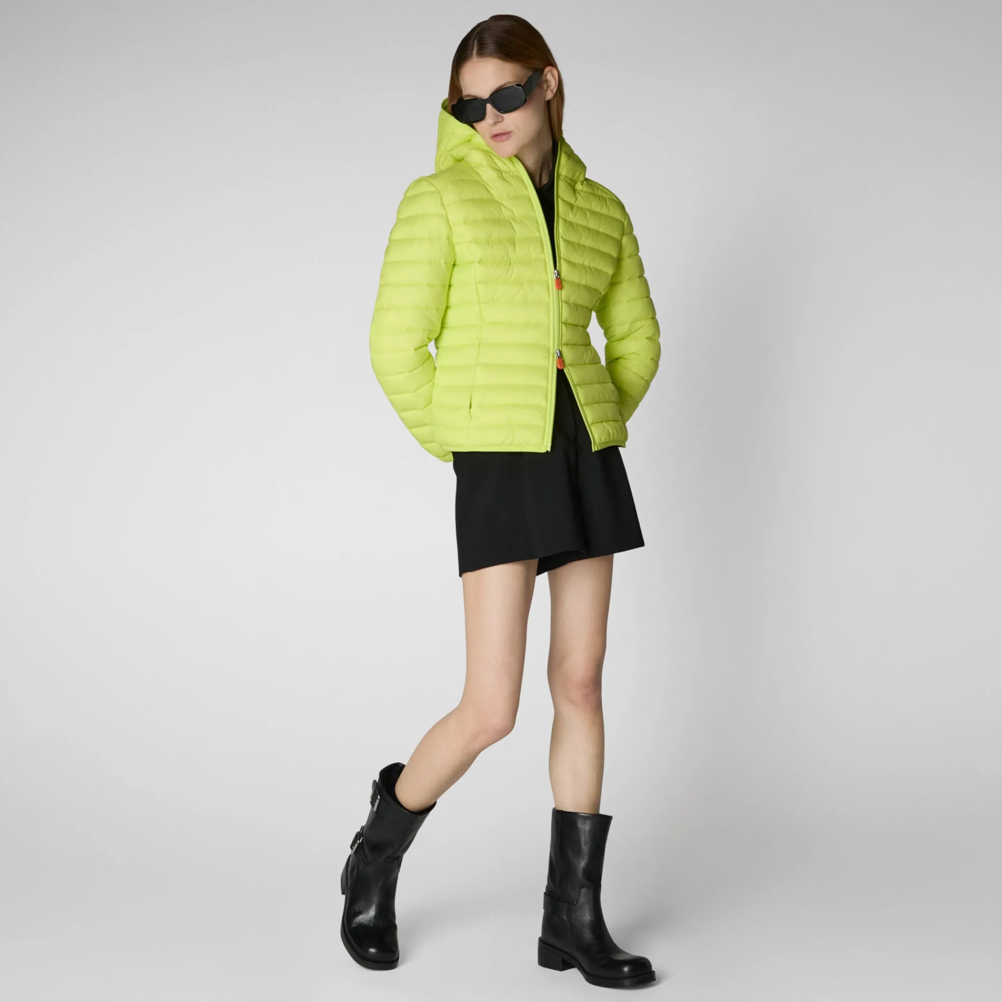 Save The Duck Animal-Free Steppjacken>Animal-free Damen-steppjacke Daisy Mit Kapuze In Lichen Green Limettengrün