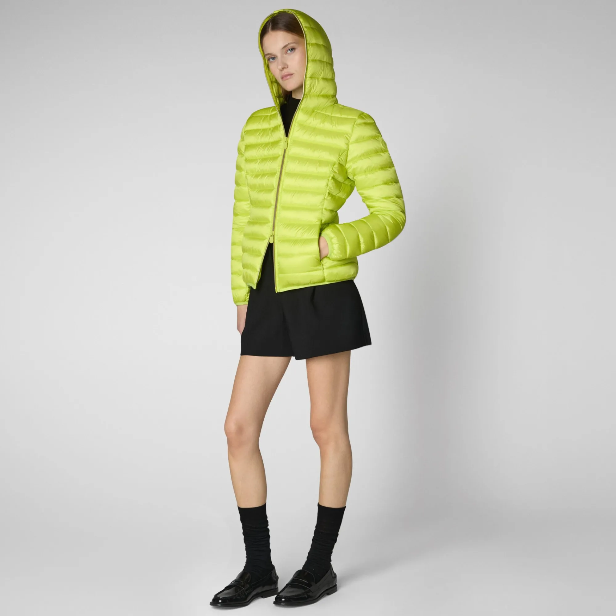 Save The Duck Animal-Free Steppjacken>Animal-free Damen-steppjacke Alexis Mit Kapuze In Lichen Green Limettengrün