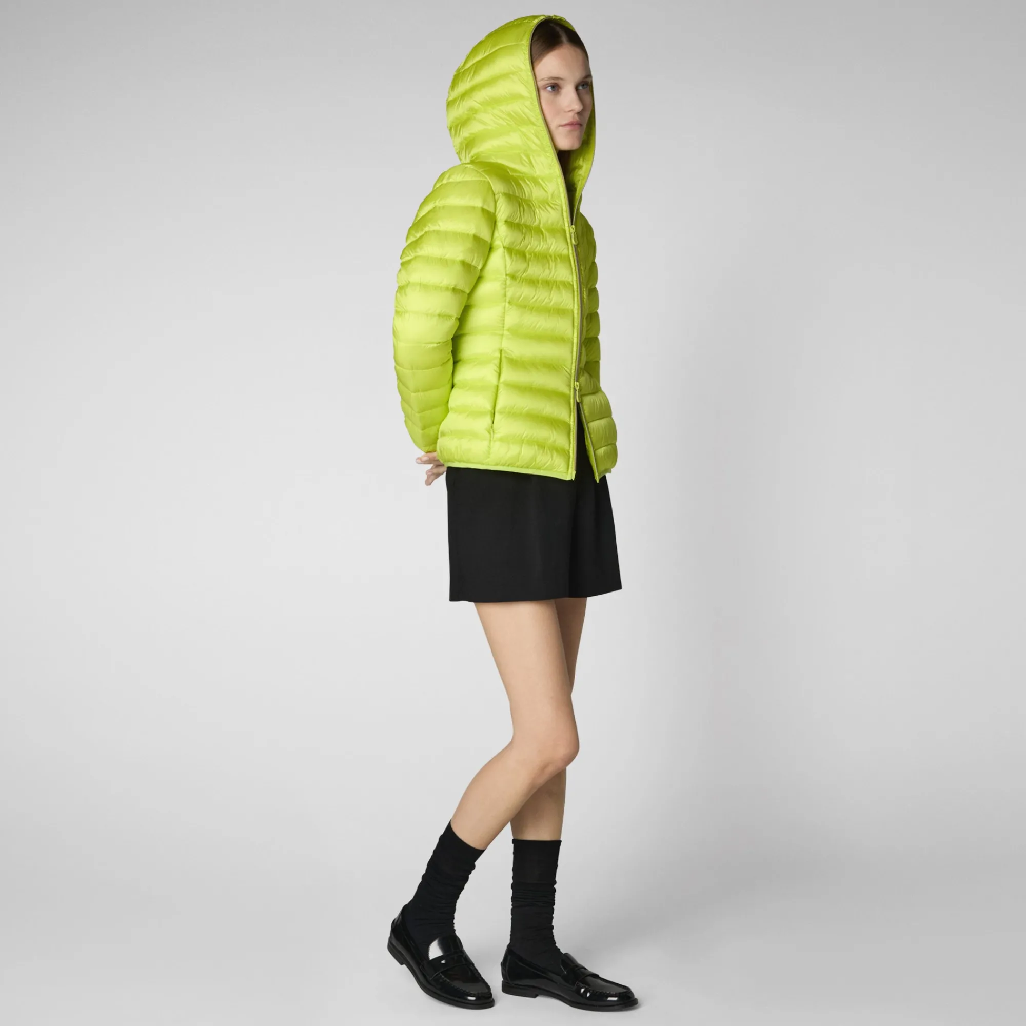 Save The Duck Animal-Free Steppjacken>Animal-free Damen-steppjacke Alexis Mit Kapuze In Lichen Green Limettengrün