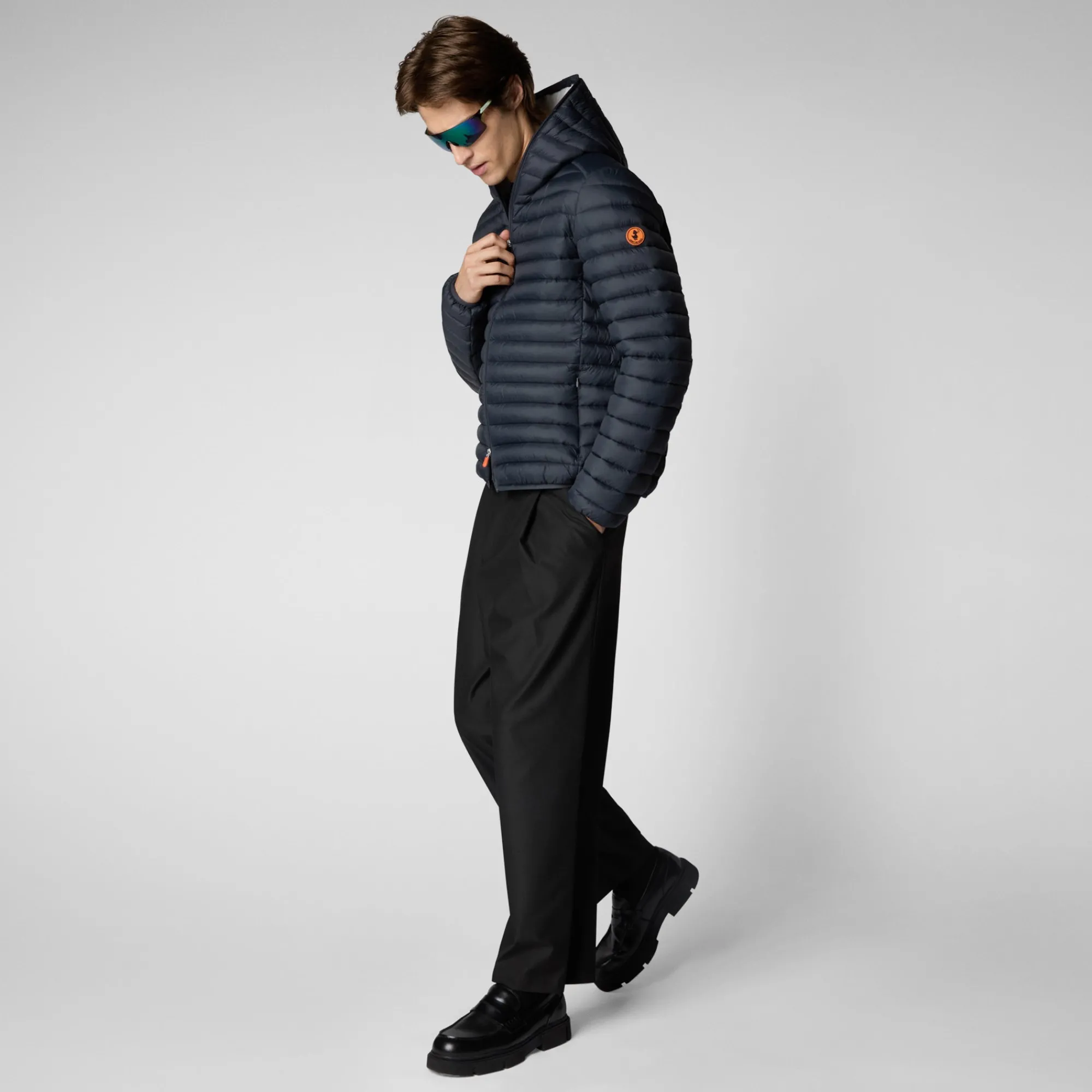 Save The Duck Animal-Free Steppjacken>Animal-free Herren-steppjacke Donald Mit Kapuze In Grey Schwarz Grauschwarz