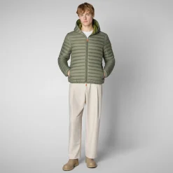 Save The Duck Animal-Free Steppjacken>Animal-free Herren-steppjacke Donald Mit Kapuze In Swamp Green Sumpfgrün