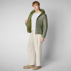 Save The Duck Animal-Free Steppjacken>Animal-free Herren-steppjacke Donald Mit Kapuze In Swamp Green Sumpfgrün