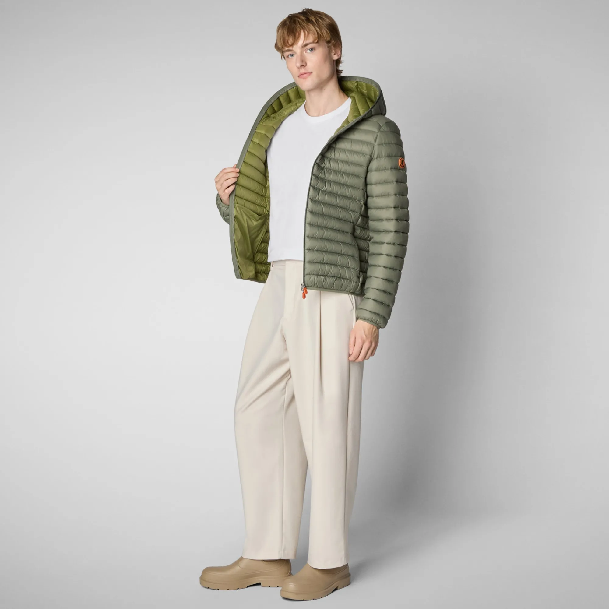Save The Duck Animal-Free Steppjacken>Animal-free Herren-steppjacke Donald Mit Kapuze In Swamp Green Sumpfgrün