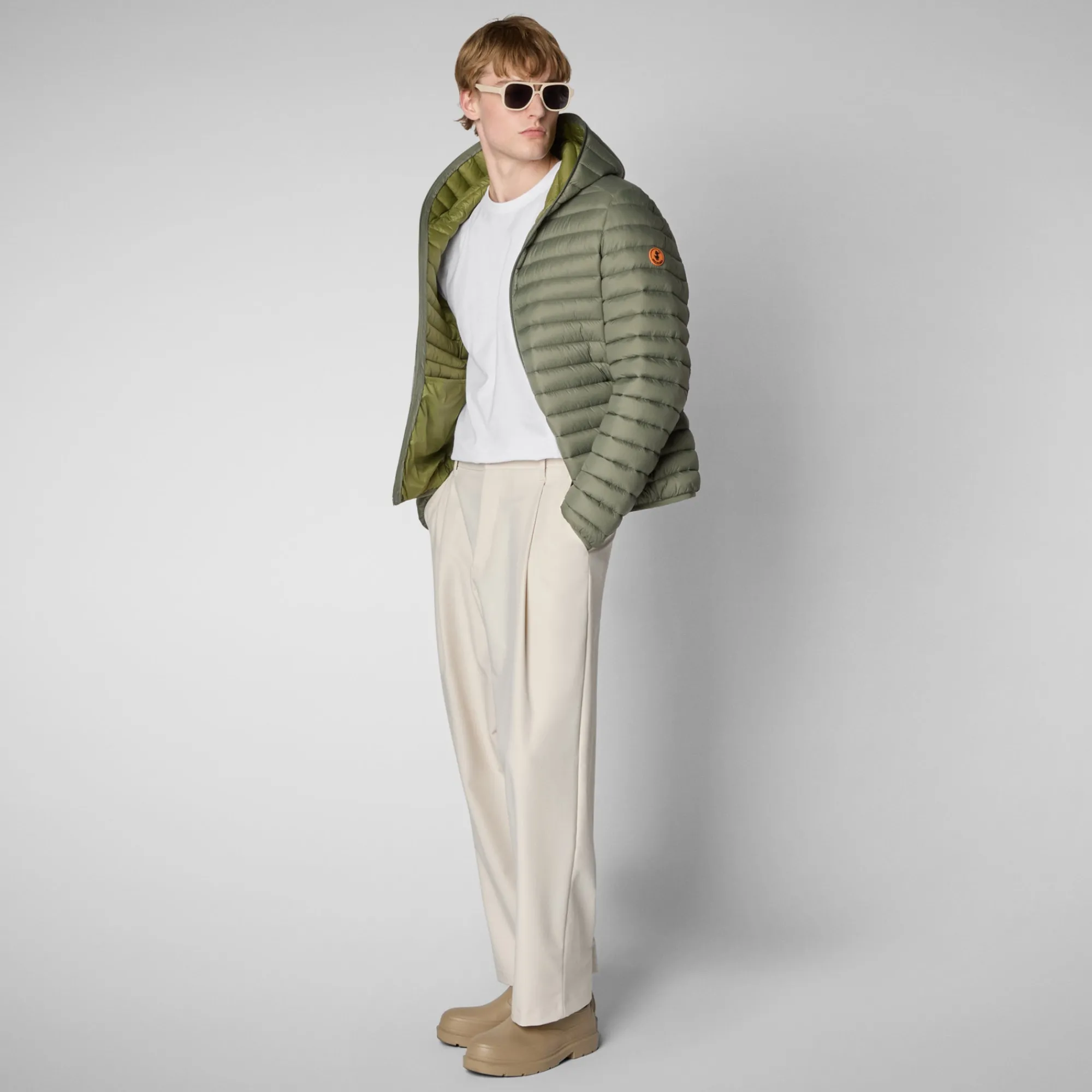 Save The Duck Animal-Free Steppjacken>Animal-free Herren-steppjacke Donald Mit Kapuze In Swamp Green Sumpfgrün