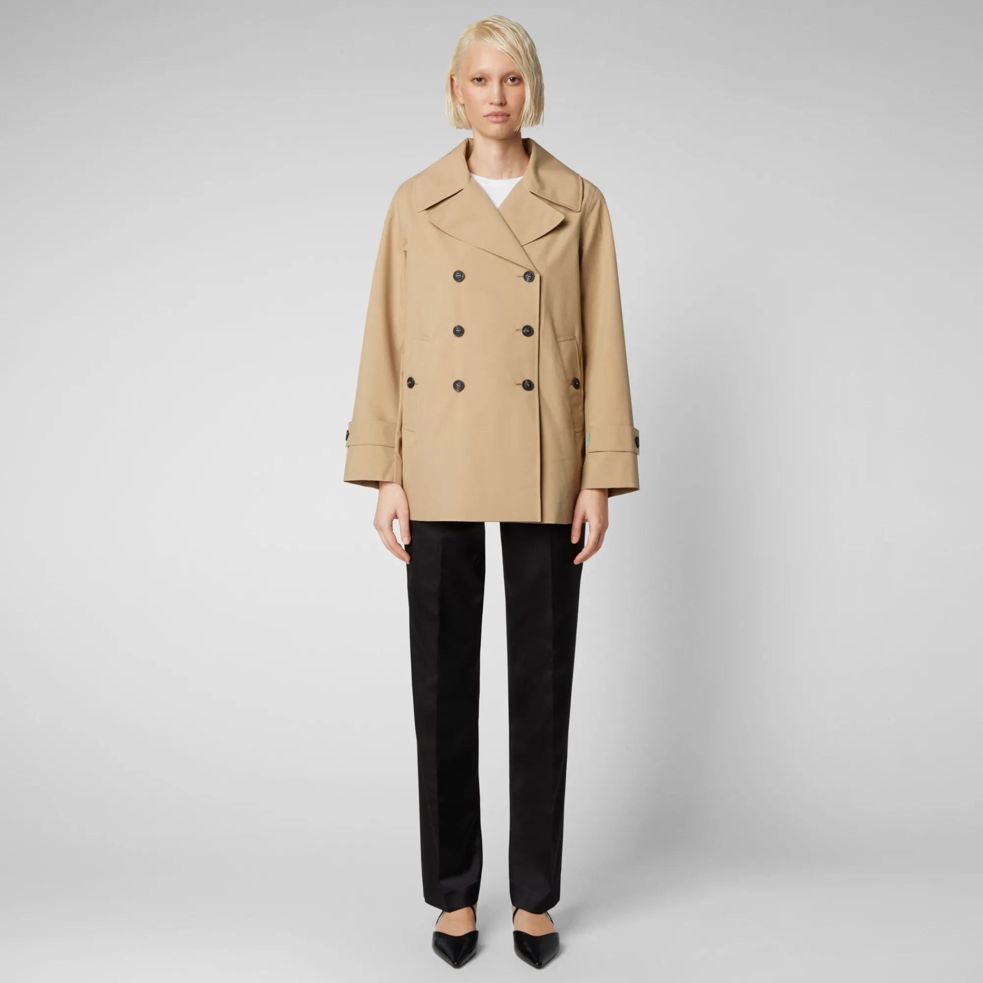 Save The Duck Regenmäntel>Damen Regenmantel Sofi In Sturdust Beige Dunkelbeige