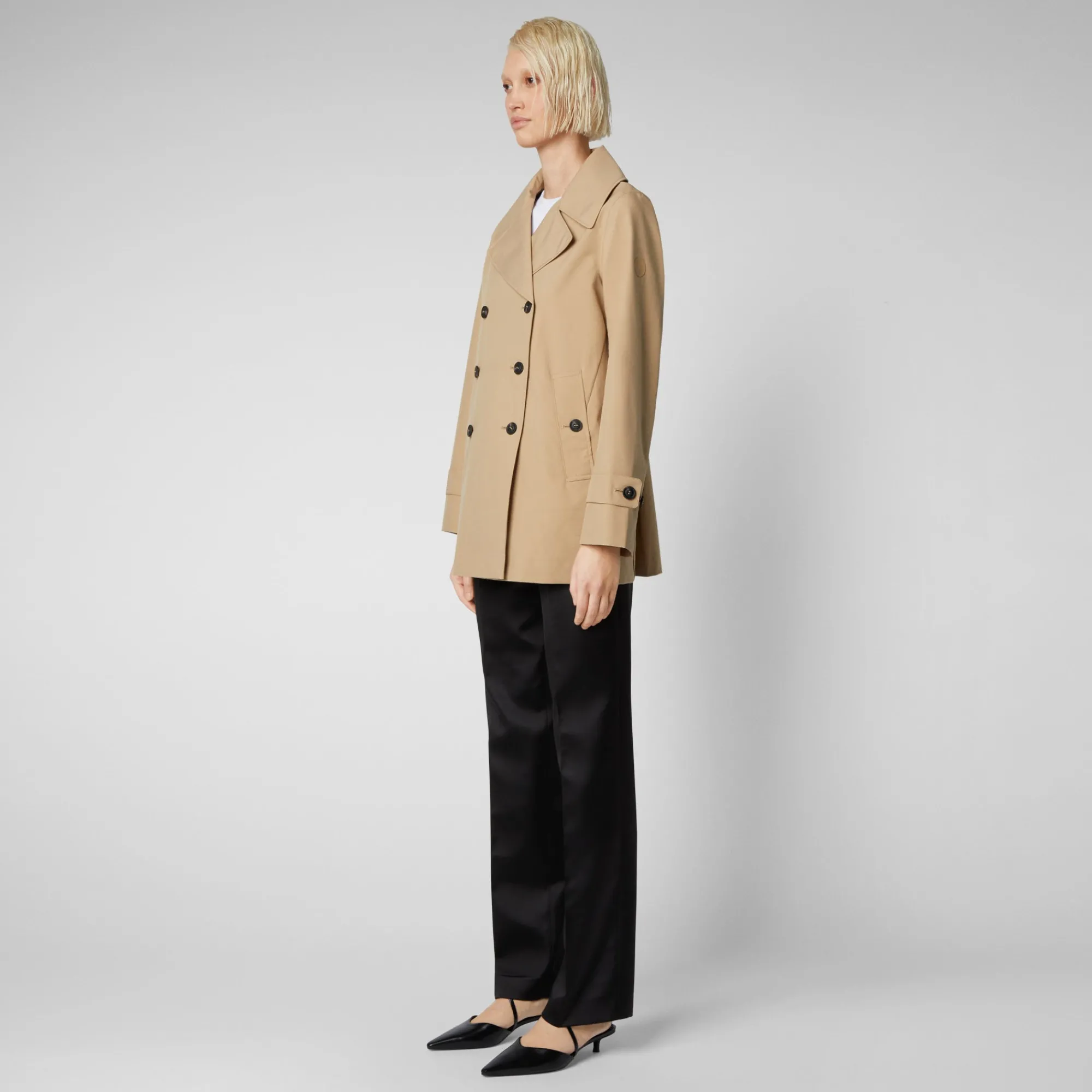 Save The Duck Regenmäntel>Damen Regenmantel Sofi In Sturdust Beige Dunkelbeige