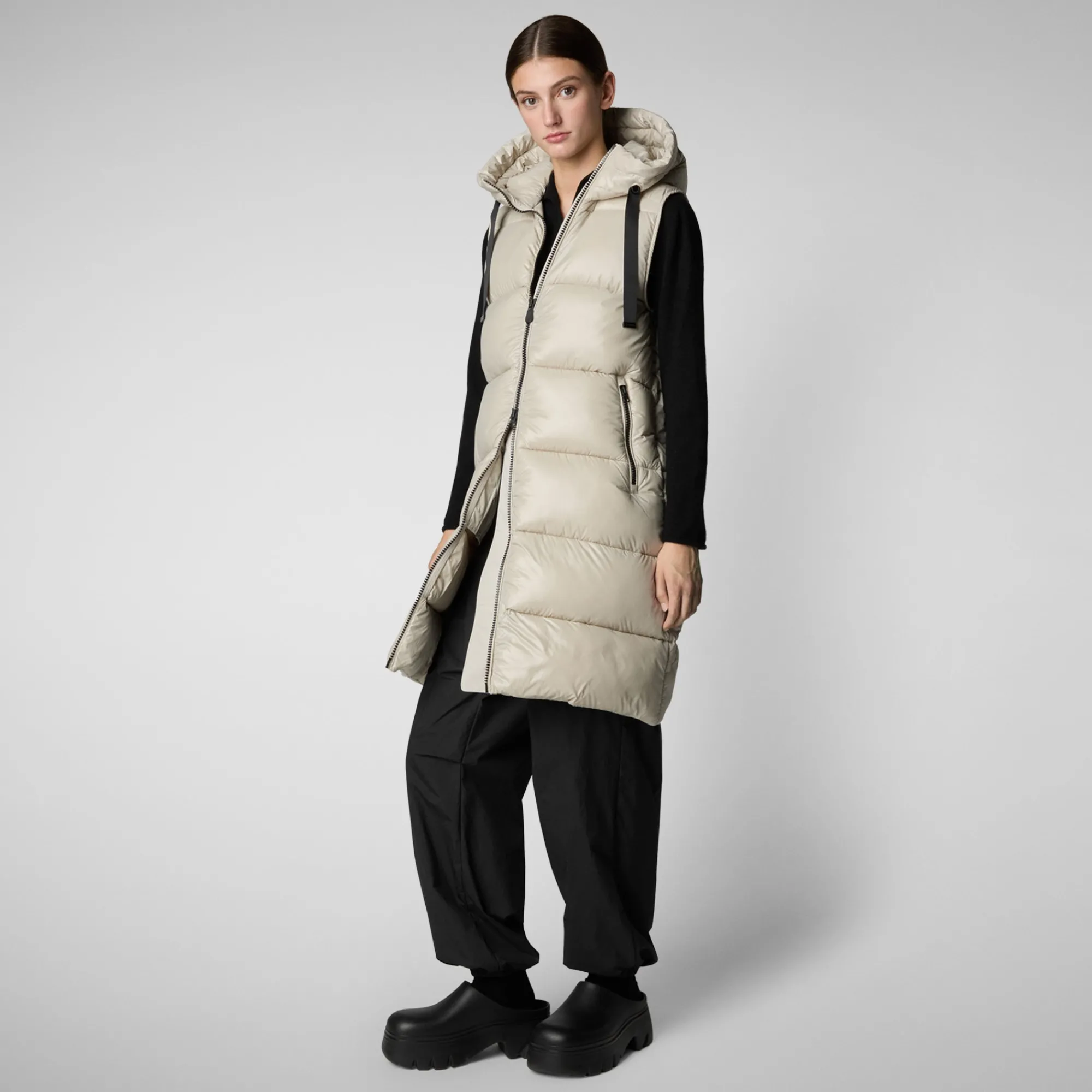 Save The Duck Westen>Damen-steppweste Iria Mit Kapuze In Hellbeige