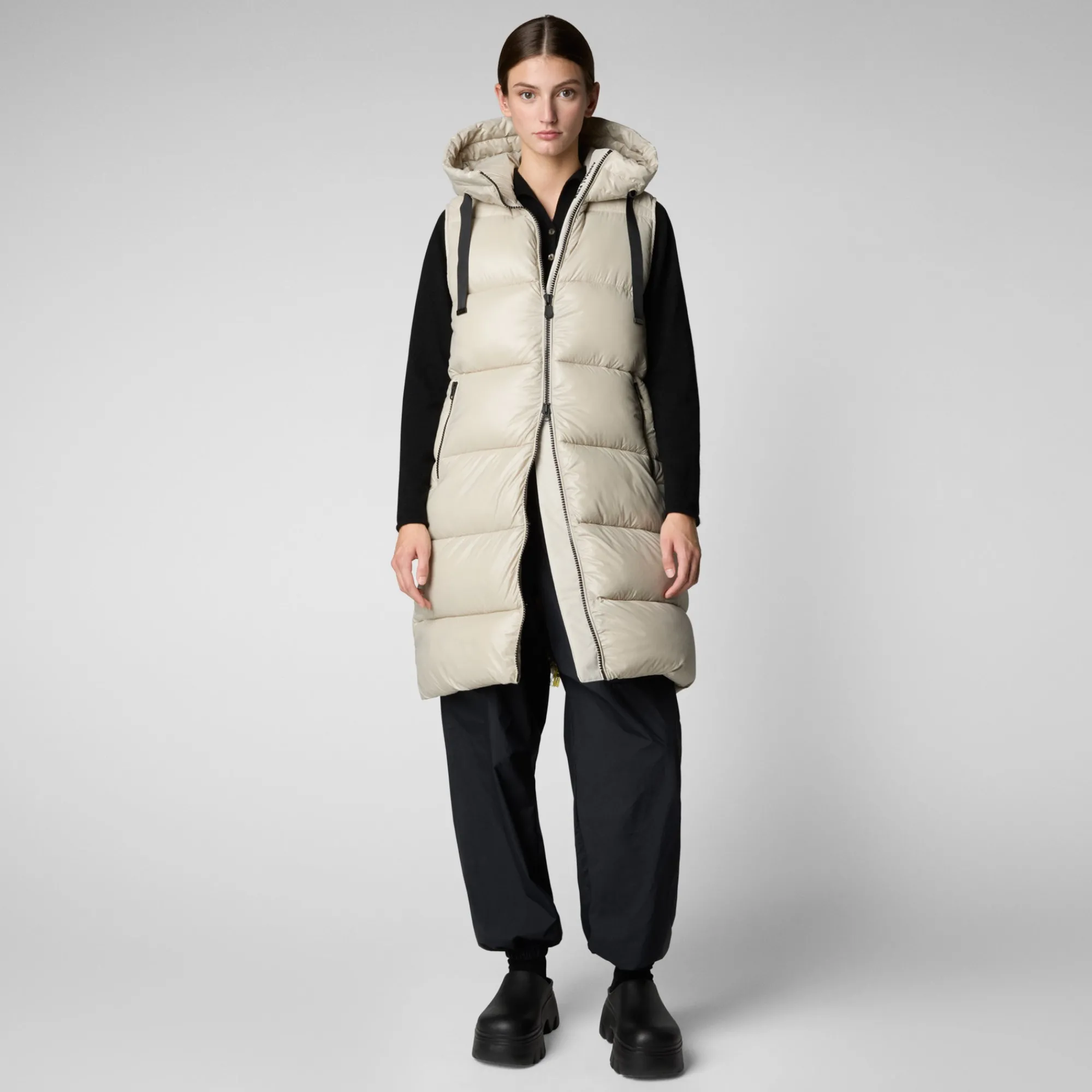 Save The Duck Westen>Damen-steppweste Iria Mit Kapuze In Hellbeige