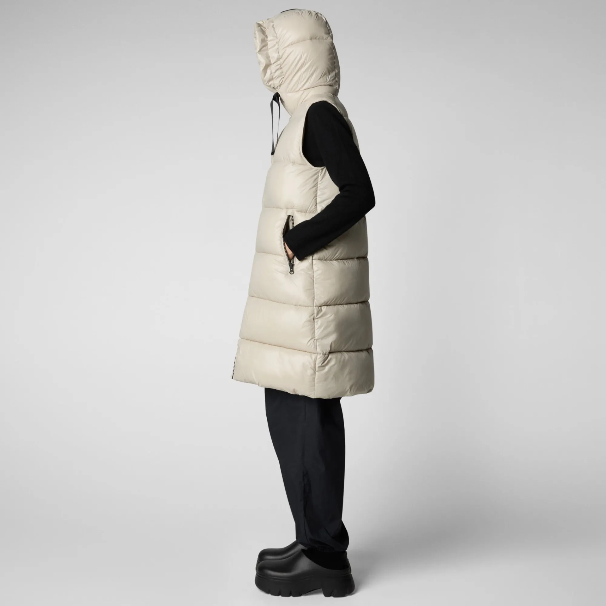 Save The Duck Westen>Damen-steppweste Iria Mit Kapuze In Hellbeige