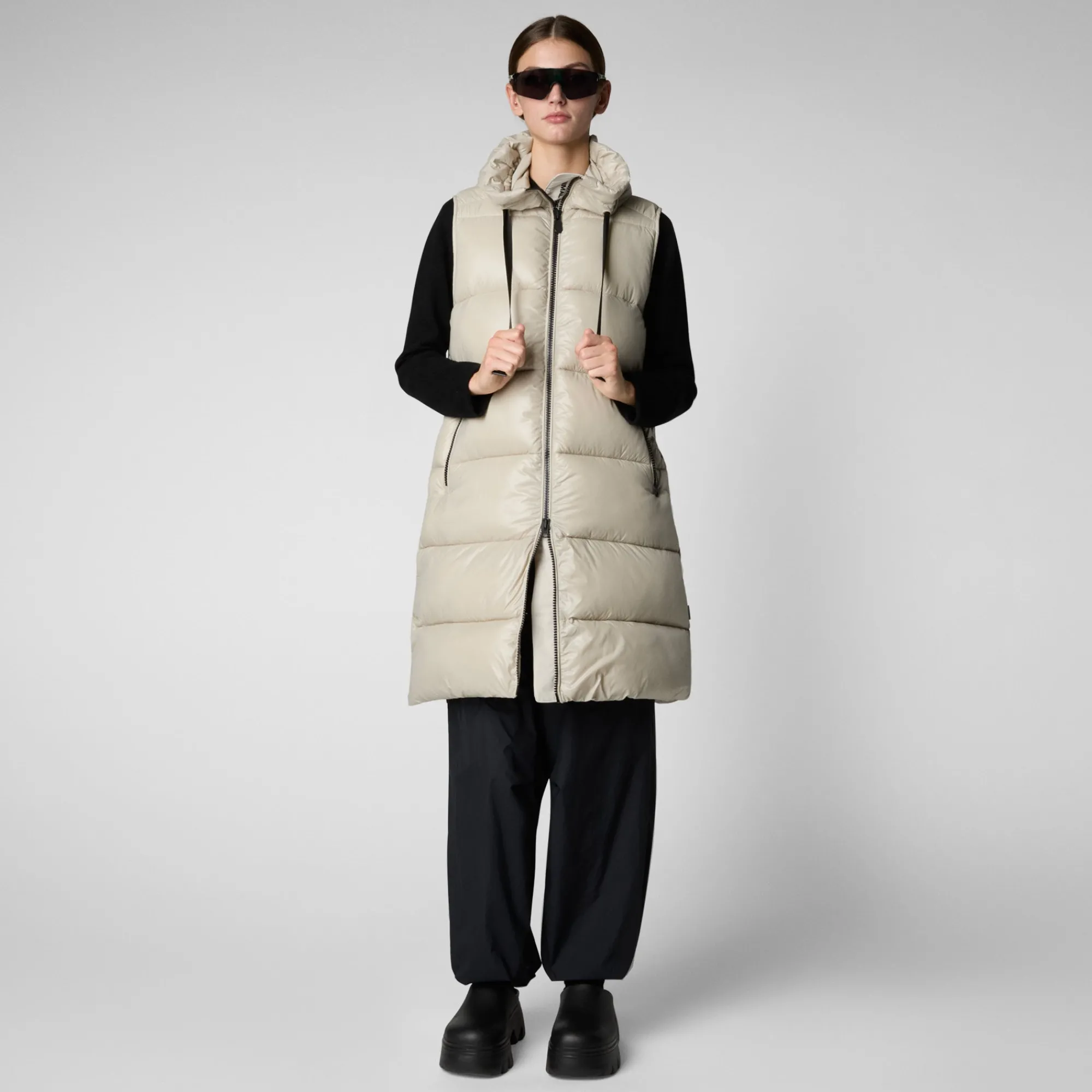 Save The Duck Westen>Damen-steppweste Iria Mit Kapuze In Hellbeige