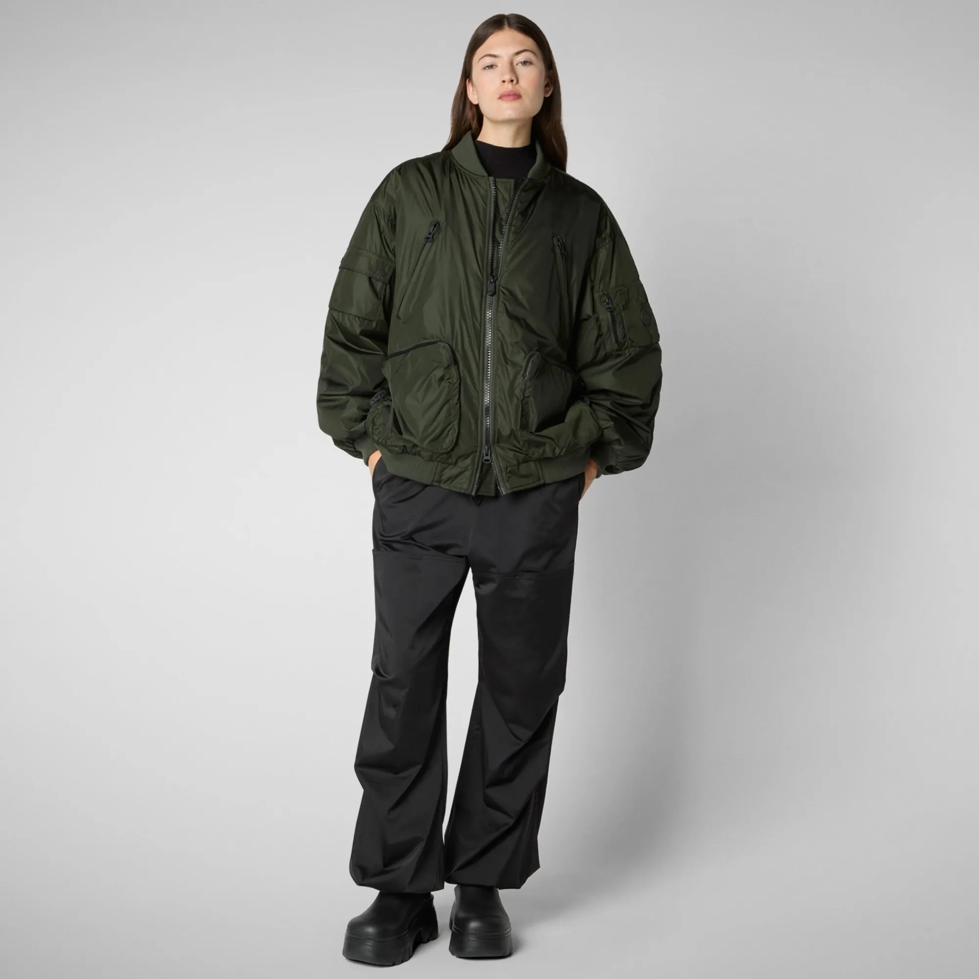 Save The Duck Jacken|Jacken>Unisex-Bomberjacke Usher In Tannengrün